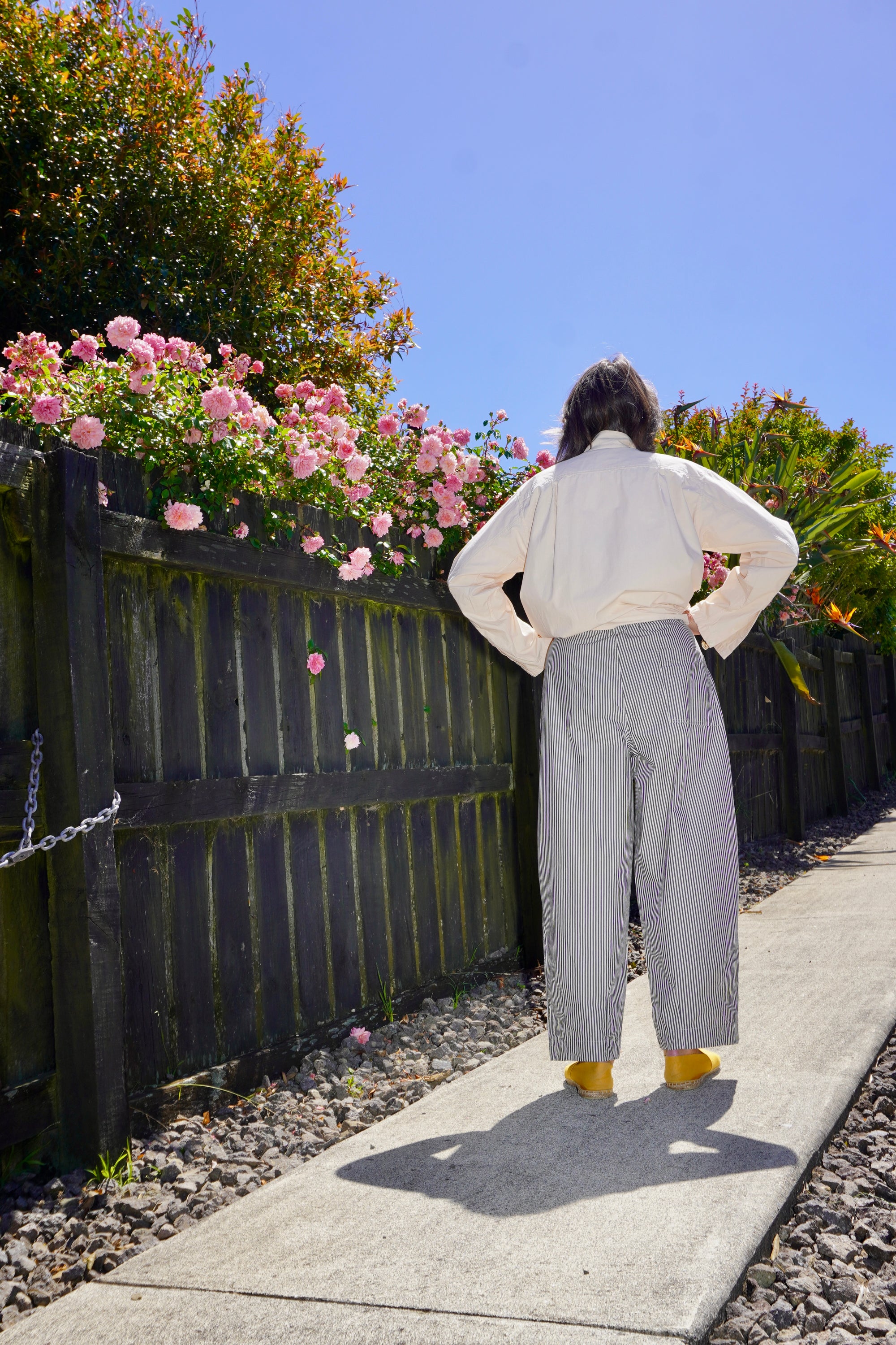 TOKYO TROUSER Beige Brown Stripe Cotton