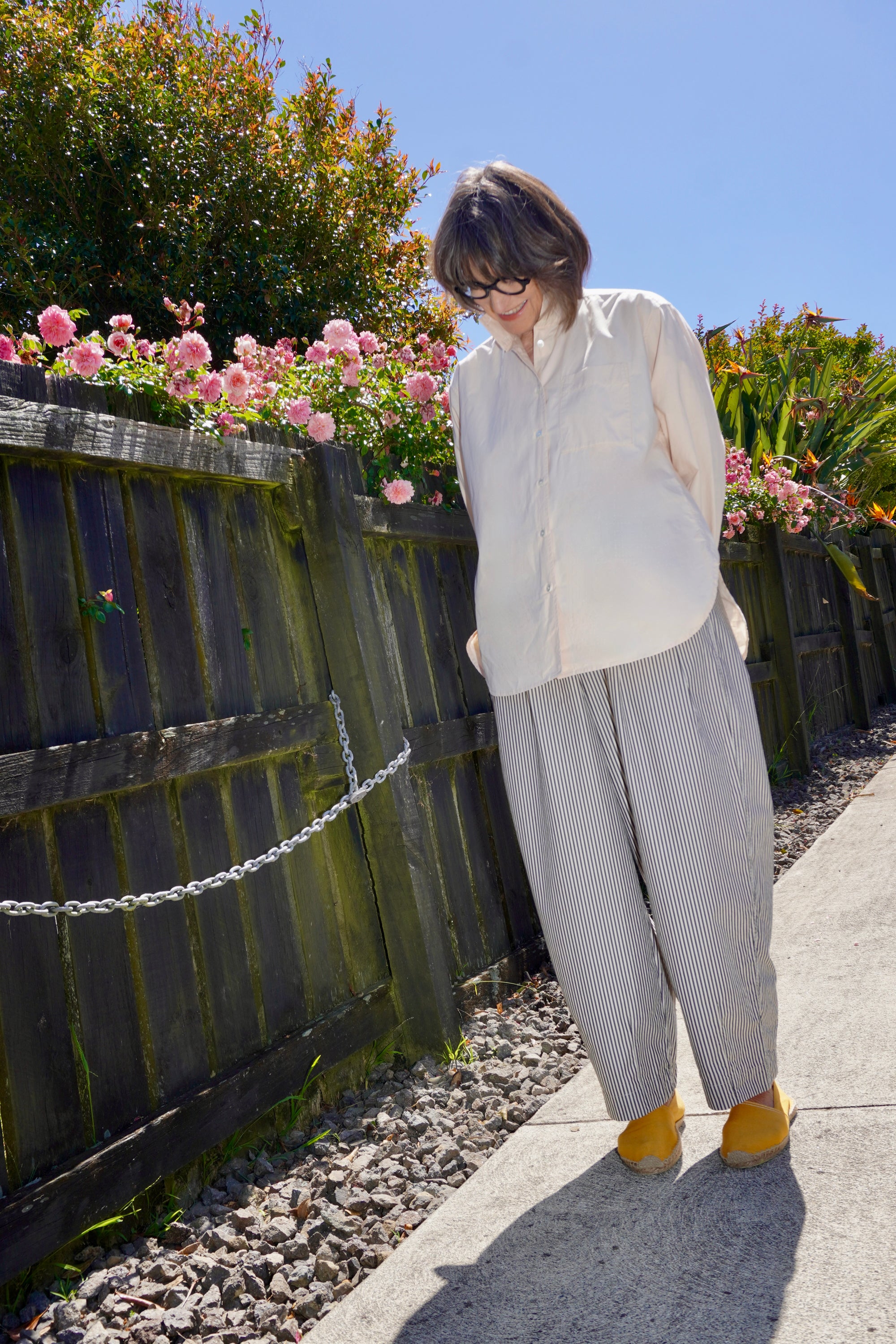 TOKYO TROUSER Beige Brown Stripe Cotton