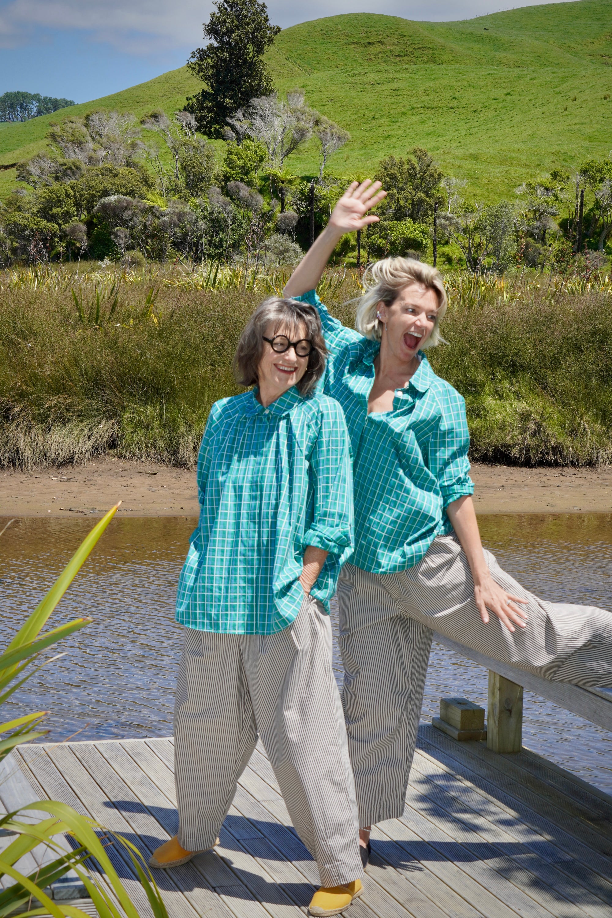 TOKYO TROUSER Beige Brown Stripe Cotton