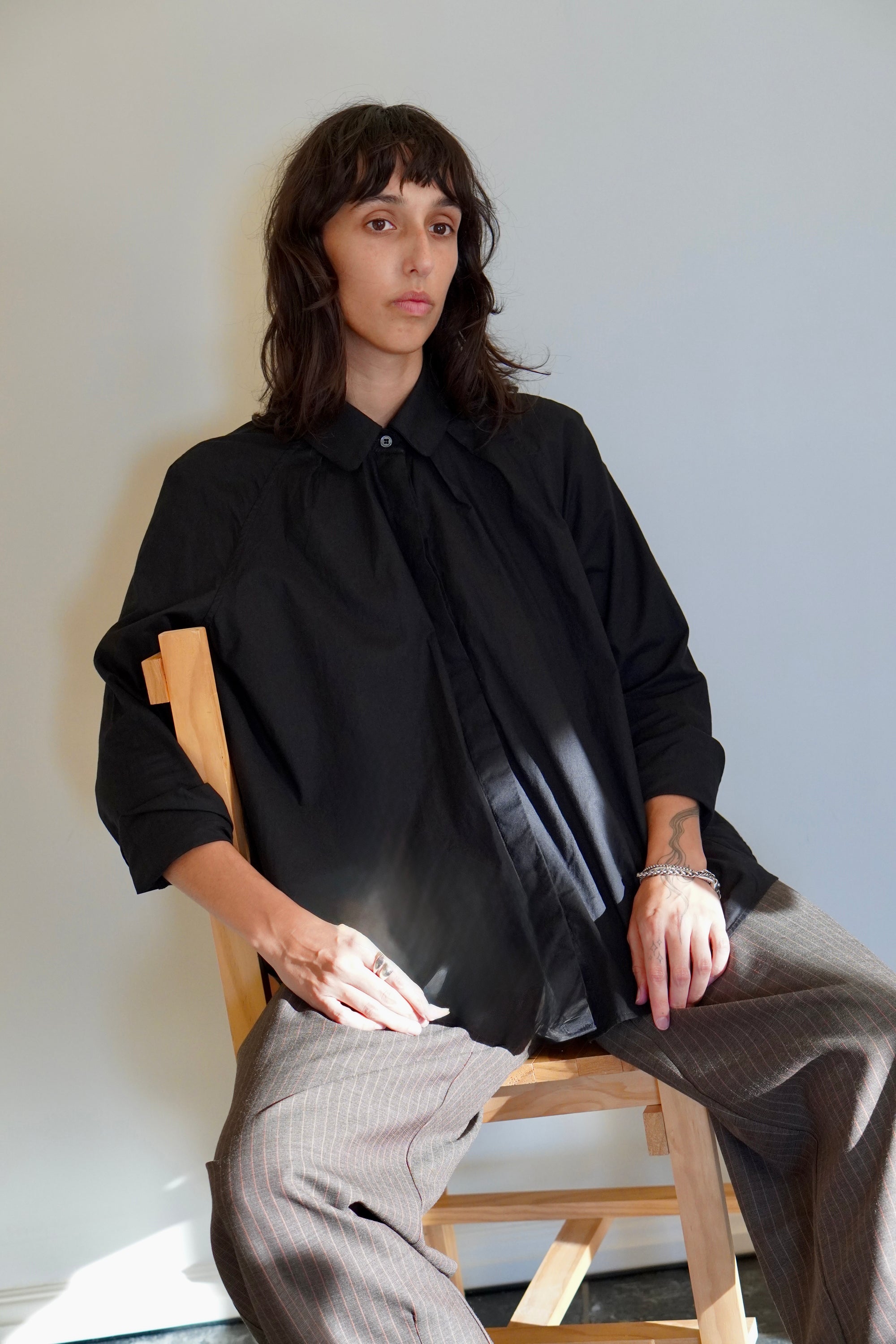 Vitals Belle Shirt 100% Cotton Voile Black